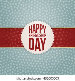 Happy Friendship Day realistic Tag on red Ribbon