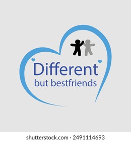 Happy friendship day .short quotes.A big blue heart with quotes written in the middle .two friends shaking hands .silhouette.background .heart and illustration .vector design .fun.best friend .funny  