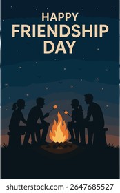Happy Friendship day silhouette card design vector art and illustration..