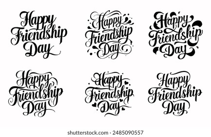 Happy friendship day silhouette set