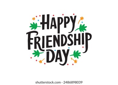 Happy friendship day Silhouette vector style with white background