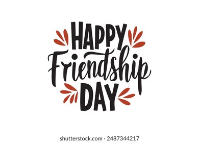 Happy friendship day Silhouette vector style with white background