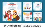 Happy Friendship Day Social Media Post Template Flat Cartoon Background Vector Illustration