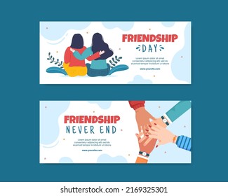 Feliz Día de la Amistad Social Media Landing Page Template Flat Cartoon Background Vector Illustración