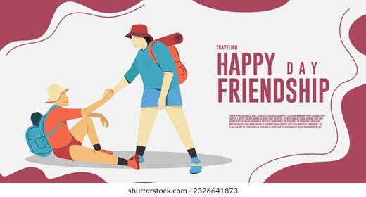 Happy Friendship Day Social Media travel Post  Design Friendship Day concept. Vector Illustration.