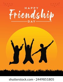 Happy friendship day social media poster design vector illustration.