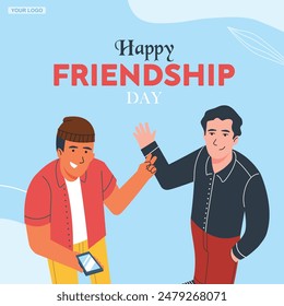 Happy Friendship Day Social Media Post Template Vector Illustration Background 2 men friends, friendship day,