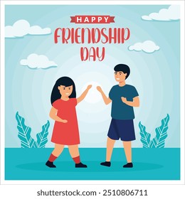 Happy Friendship Day Social Media Post Template. flat vector modern illustration 