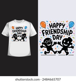 happy friendship day t shirt vector illustration .