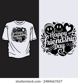 happy friendship day t shirt vector illustration .