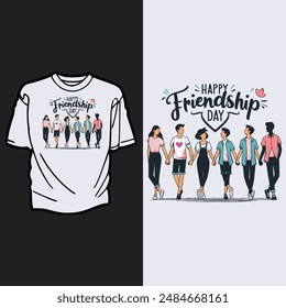 happy friendship day t shirt vector illustration .