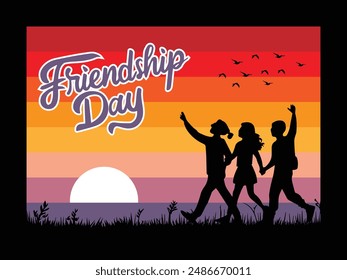 Happy Friendship Day t shirt design. Friendship day background design, poster, banner, gift card design, Vector illustration