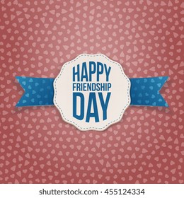 Happy Friendship Day Tag with blue Ribbon