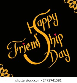 Happy Friendship Day typographic design in vector format. Modern line calligraphy drawn by hand. friendship day greeting card, poster, happy friendship day felicitation in fashion style