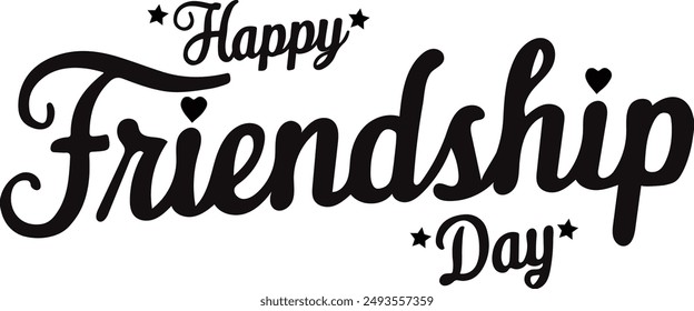 Happy Friendship day typographic design silhouette vector illustration