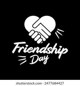 Happy friendship day typography holiday celebration art illustration white with black background for poster banner greeting card print