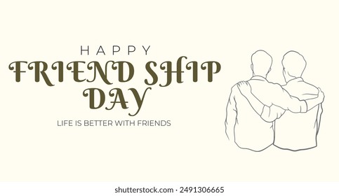 Happy Friendship Day Typography isolated on light pink background. Friendship Day Logo, Emblem for a happy friends day, Design Elements, Greeting Card, Cover, Banner. Vector illustration Template.eps