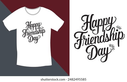 Happy Friendship Day typography, Vector illustration, T shirt design calligraphy. typography art.