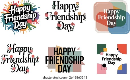 Happy Friendship day typography vector art and illustration .
