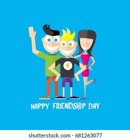 Happy friendship day vector background with hipsters freinds. Best Friends forever concept vector illustration
