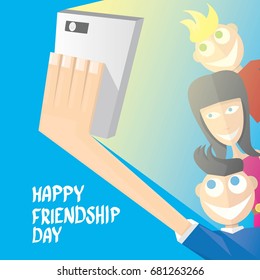 Happy friendship day vector background with hipsters freinds. Best Friends forever concept vector illustration