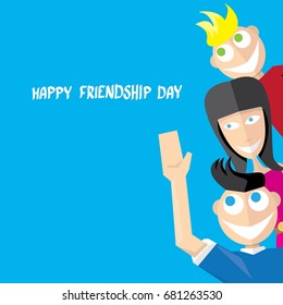 Happy friendship day vector background with hipsters freinds. Best Friends forever concept vector illustration