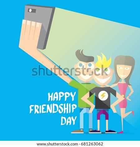 Happy friendship day vector background with hipsters freinds. Best Friends forever concept vector illustration