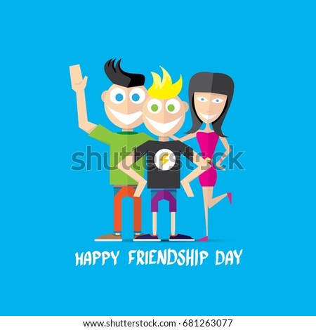 Happy friendship day vector background with hipsters freinds. Best Friends forever concept vector illustration