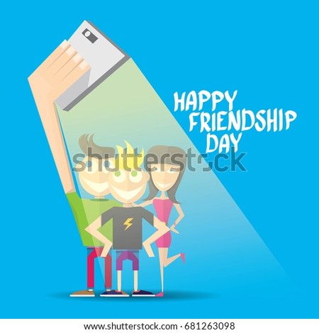Happy friendship day vector background with hipsters freinds. Best Friends forever concept vector illustration