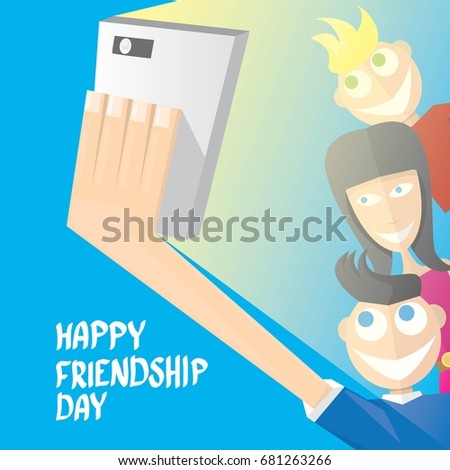 Happy friendship day vector background with hipsters freinds. Best Friends forever concept vector illustration
