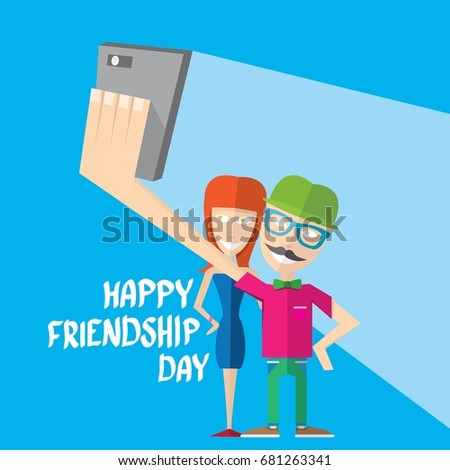 Happy friendship day vector background with hipsters freinds. Best Friends forever concept vector illustration