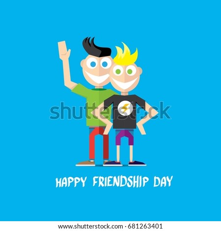 Happy friendship day vector background with hipsters freinds. Best Friends forever concept vector illustration