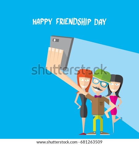 Happy friendship day vector background with hipsters freinds. Best Friends forever concept vector illustration