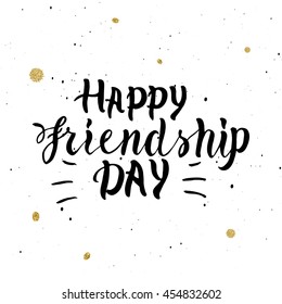 Happy Friendship Day, vector brush lettering, greeting card design.