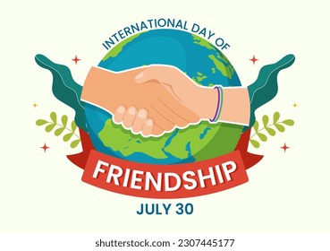 Happy Friendship Day Vector Illustration with Young Boys and Girls Togetherness in Flat Cartoon Hand Drawn Landing Page Background Templates