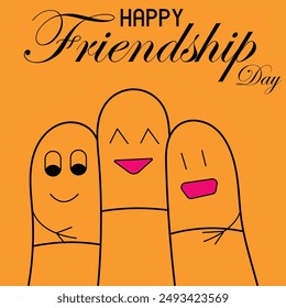 happy friendship day vector illustration with happy finger faces, friendship day illustration background, Vector  illustration