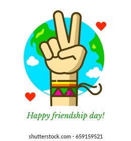 Happy friendship day vector illustration in flat line art style
