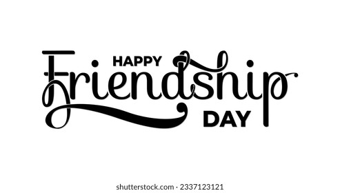 Happy Friendship Day vector typographic design. Handwritten modern text calligraphy. Inspirational lettering about friendship. Greeting card, poster, tee shirt print, the happy holiday of amity.
