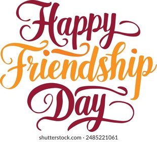 Happy Friendship Day vector typographic design. Handwritten modern text calligraphy. Greeting card, poster, tee shirt print, the happy holiday of amity