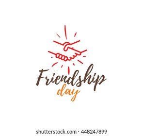 Happy Friendship day vector typographic design. Inspirational quote about friendship. Usable as greeting cards, posters, clothing, t-shirt for your friends.