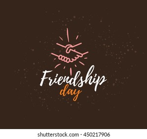 Happy Friendship day vector typographic design. Inspirational quote about friendship. Usable as greeting cards, posters, clothing, t-shirt for your friends.