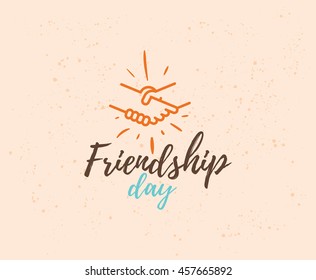 Happy Friendship day vector typographic design. Inspirational quote about friendship. Usable as greeting cards, posters, clothing, t-shirt for your friends.