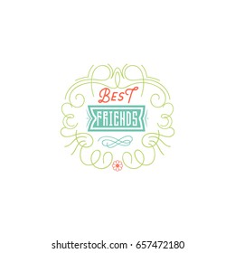 Happy Friendship day. Vector typographic colorful design. Badges for your holiday design postcards, posters.