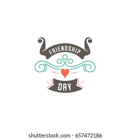 Happy Friendship day. Vector typographic colorful design. Badges for your holiday design postcards, posters.