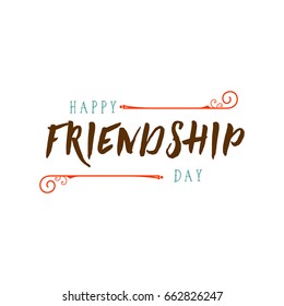 Happy Friendship day. Vector typographic colorful design. Badges for your holiday design postcards, posters.