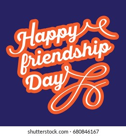 Happy Friendship Day vector typographic design on blue background