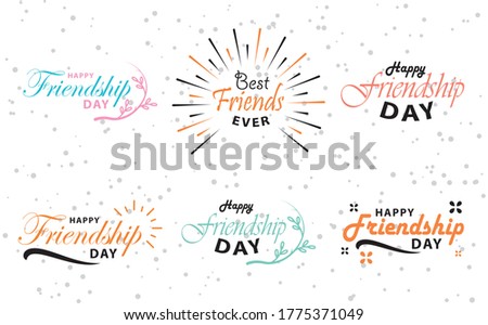 Happy Friendship day vector typographic colorful design. Inspirational quotes. Greeting card typography template. Modern calligraphy design elements for cute poster
