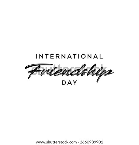 Happy Friendship day vector typographic design. Hand drawn modern line calligraphy. Inspirational lettering about friendship. Greeting card, poster, tee shirt print, happy holiday of amity.