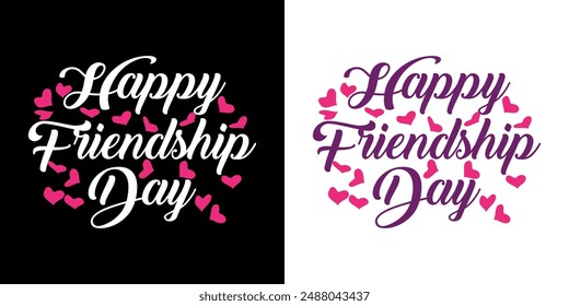 Happy Friendship Day vector typography colorful design to use on Greeting Cards, Posters, Mugs, T-Shirts