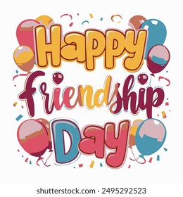 Happy friendship day vector typography design